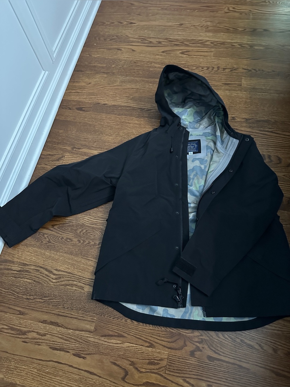 J crew military field rain jacket camo lining